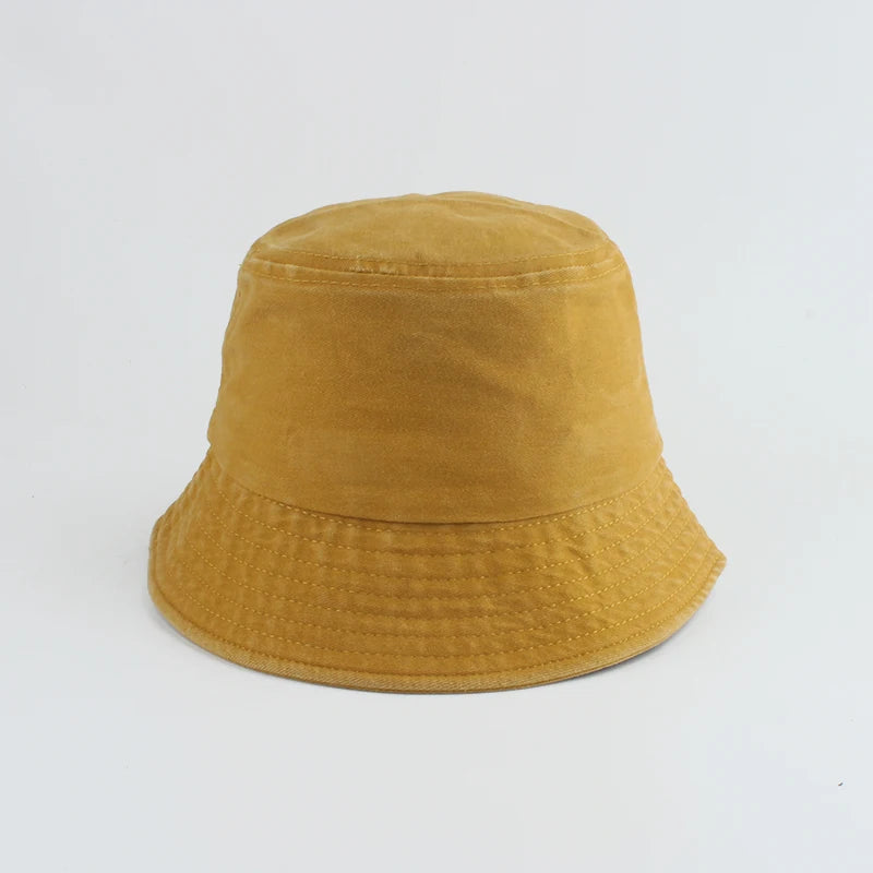 Washed Denim Bucket Hat Kids Wide Brim Cotton Fisherman Hat Girls Boys Summer Panama Sun Hat Outdoor Beach Fishing Cap
