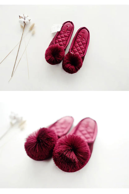 GKTINOO Autumn Winter Warm Women Home Slippers Soft Non-slip Indoor Shoes Cute House Slip On Flat Slides Ladies Fur Slippers