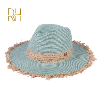 Summer Cowboy Cap Casual Sun Hats For Women Fashion Letter M Jazz Straw For Men Beach Straw Panama Hat Wholesale RH