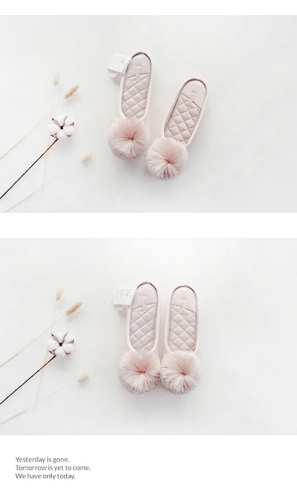 GKTINOO Autumn Winter Warm Women Home Slippers Soft Non-slip Indoor Shoes Cute House Slip On Flat Slides Ladies Fur Slippers