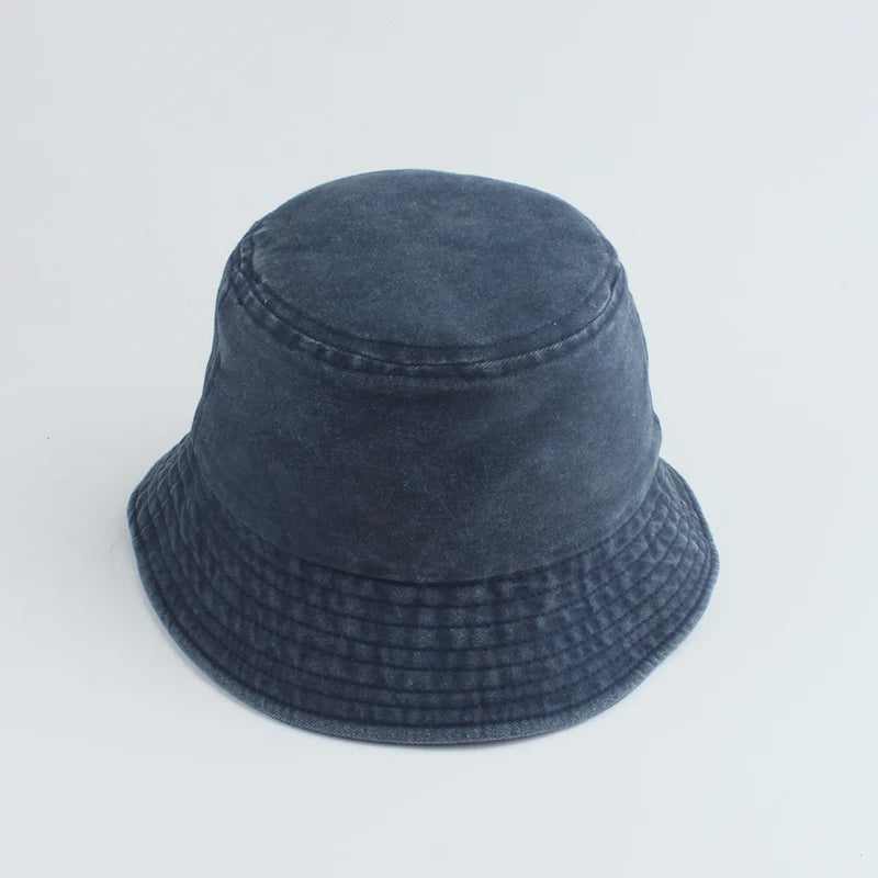 Washed Denim Bucket Hat Kids Wide Brim Cotton Fisherman Hat Girls Boys Summer Panama Sun Hat Outdoor Beach Fishing Cap