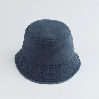 Washed Denim Bucket Hat Kids Wide Brim Cotton Fisherman Hat Girls Boys Summer Panama Sun Hat Outdoor Beach Fishing Cap