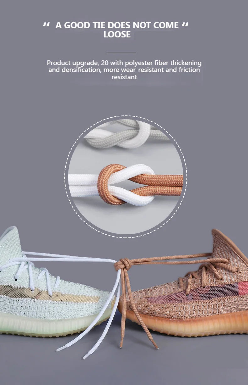 1 Pair Round Shoelaces Coconut 350 Black Angel 700 Classic Shoe Laces Tightly Woven Does Not Snag Shoelace For Sneakers