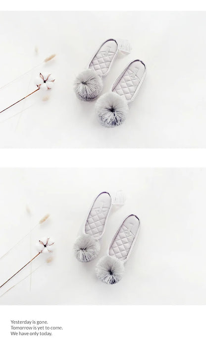 GKTINOO Autumn Winter Warm Women Home Slippers Soft Non-slip Indoor Shoes Cute House Slip On Flat Slides Ladies Fur Slippers