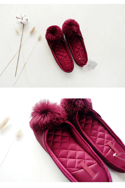 GKTINOO Autumn Winter Warm Women Home Slippers Soft Non-slip Indoor Shoes Cute House Slip On Flat Slides Ladies Fur Slippers