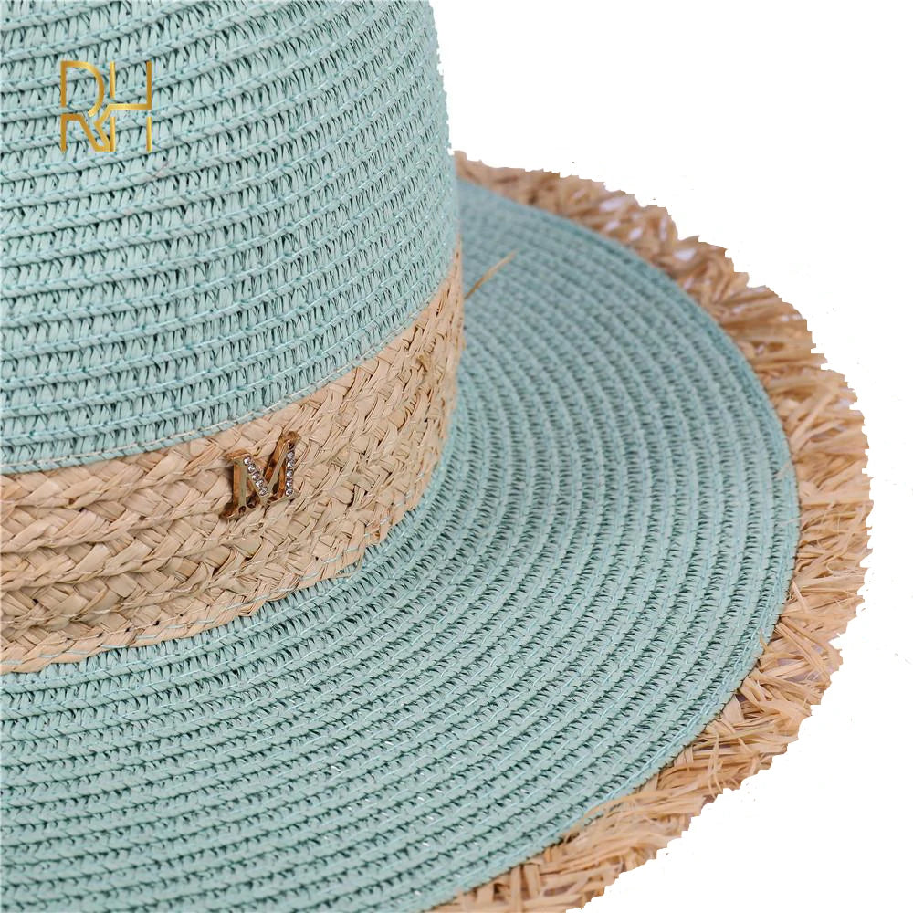 Summer Cowboy Cap Casual Sun Hats For Women Fashion Letter M Jazz Straw For Men Beach Straw Panama Hat Wholesale RH
