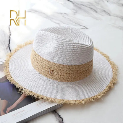 Summer Cowboy Cap Casual Sun Hats For Women Fashion Letter M Jazz Straw For Men Beach Straw Panama Hat Wholesale RH