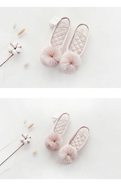 GKTINOO Autumn Winter Warm Women Home Slippers Soft Non-slip Indoor Shoes Cute House Slip On Flat Slides Ladies Fur Slippers