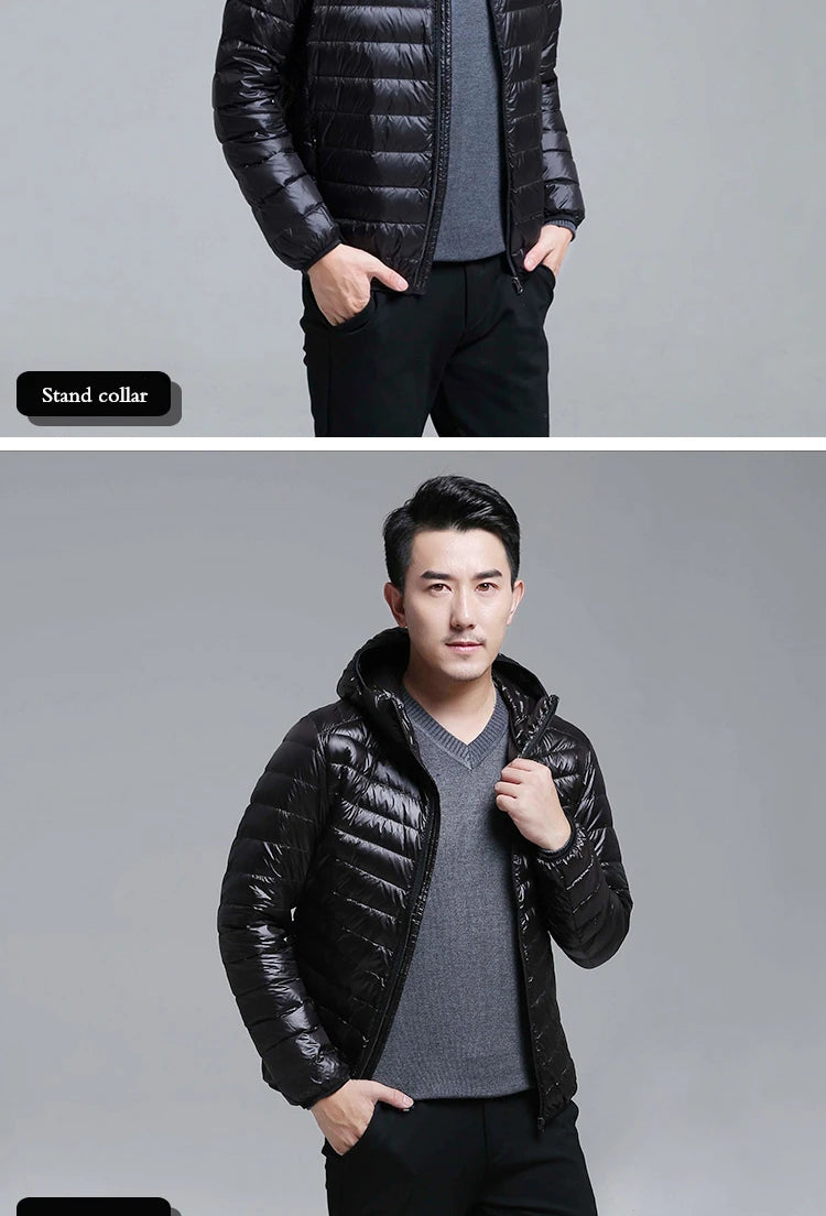 Men's All-Season Ultra Lightweight Packable Down Jacket Water and Wind-Resistant Breathable Coat Big Size Men Hoodies Jackets