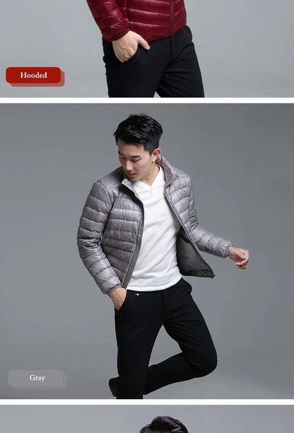 Men's All-Season Ultra Lightweight Packable Down Jacket Water and Wind-Resistant Breathable Coat Big Size Men Hoodies Jackets