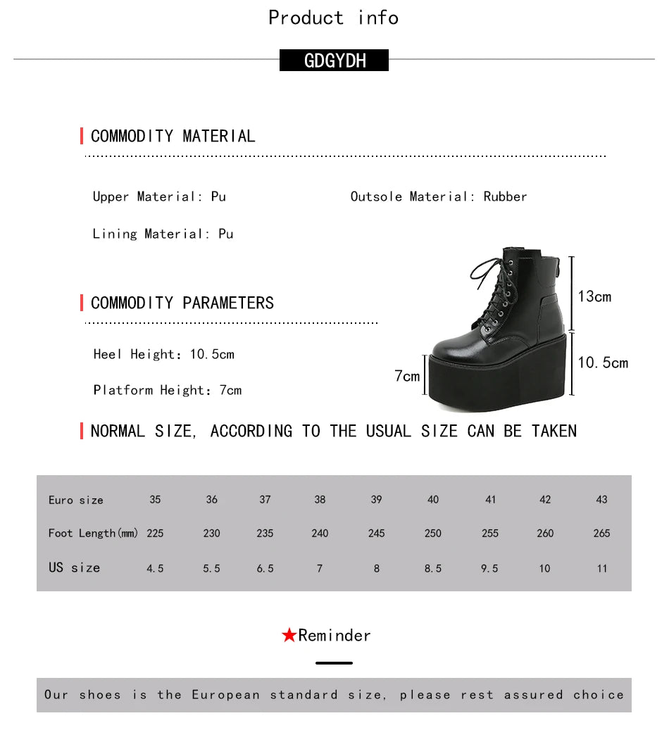 Gdgydh Big Size 43 Platform High Heels Cosplay Fashionable Autumn Ankle Boots Platform Women Wedges Heels Model Catwalk Shoes