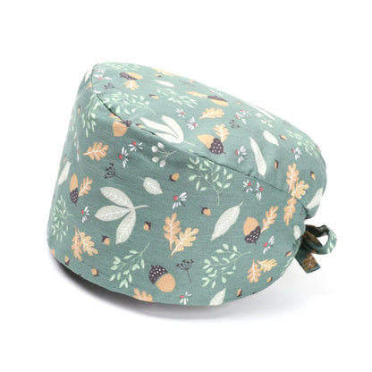 1PC Cotton Scrub Cap Adjustable Elastic Printing Hat Bouffant Head Cover Kitchen Hat With Sweatband Hair Accessories for Unisex