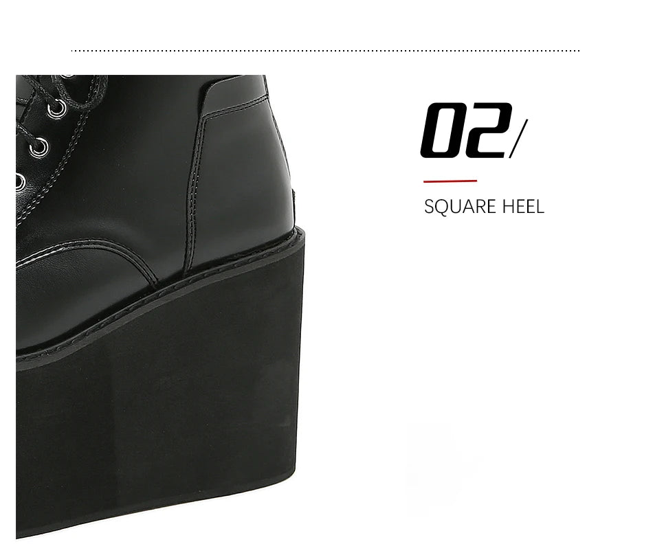 Gdgydh Big Size 43 Platform High Heels Cosplay Fashionable Autumn Ankle Boots Platform Women Wedges Heels Model Catwalk Shoes