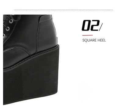 Gdgydh Big Size 43 Platform High Heels Cosplay Fashionable Autumn Ankle Boots Platform Women Wedges Heels Model Catwalk Shoes