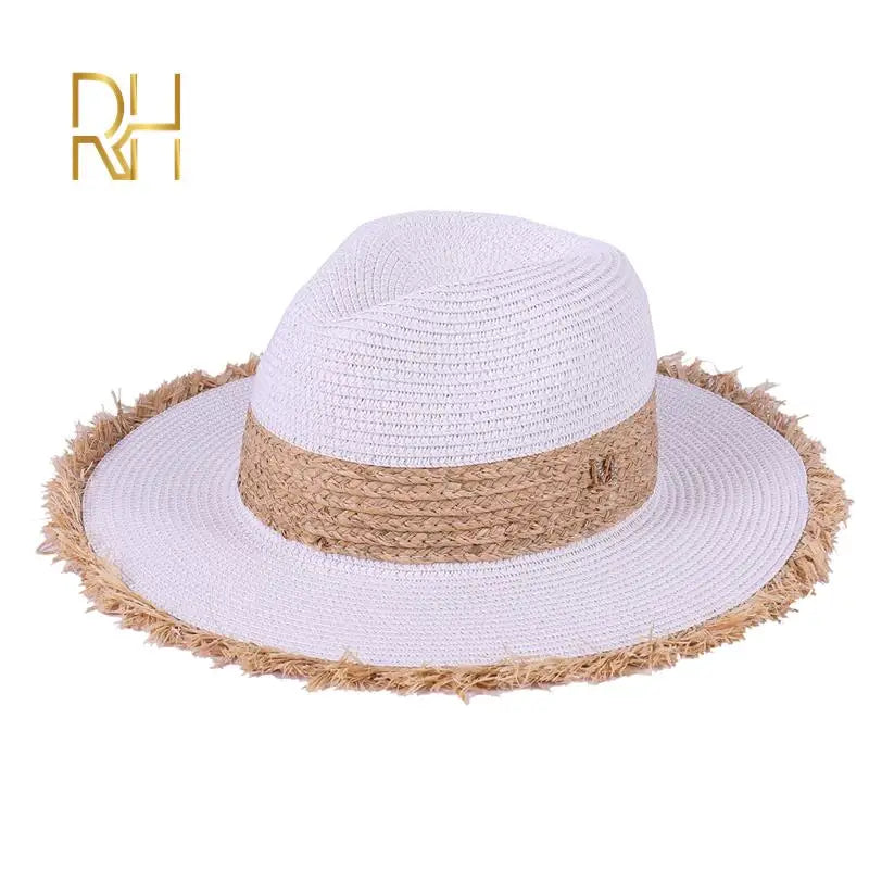 Summer Cowboy Cap Casual Sun Hats For Women Fashion Letter M Jazz Straw For Men Beach Straw Panama Hat Wholesale RH