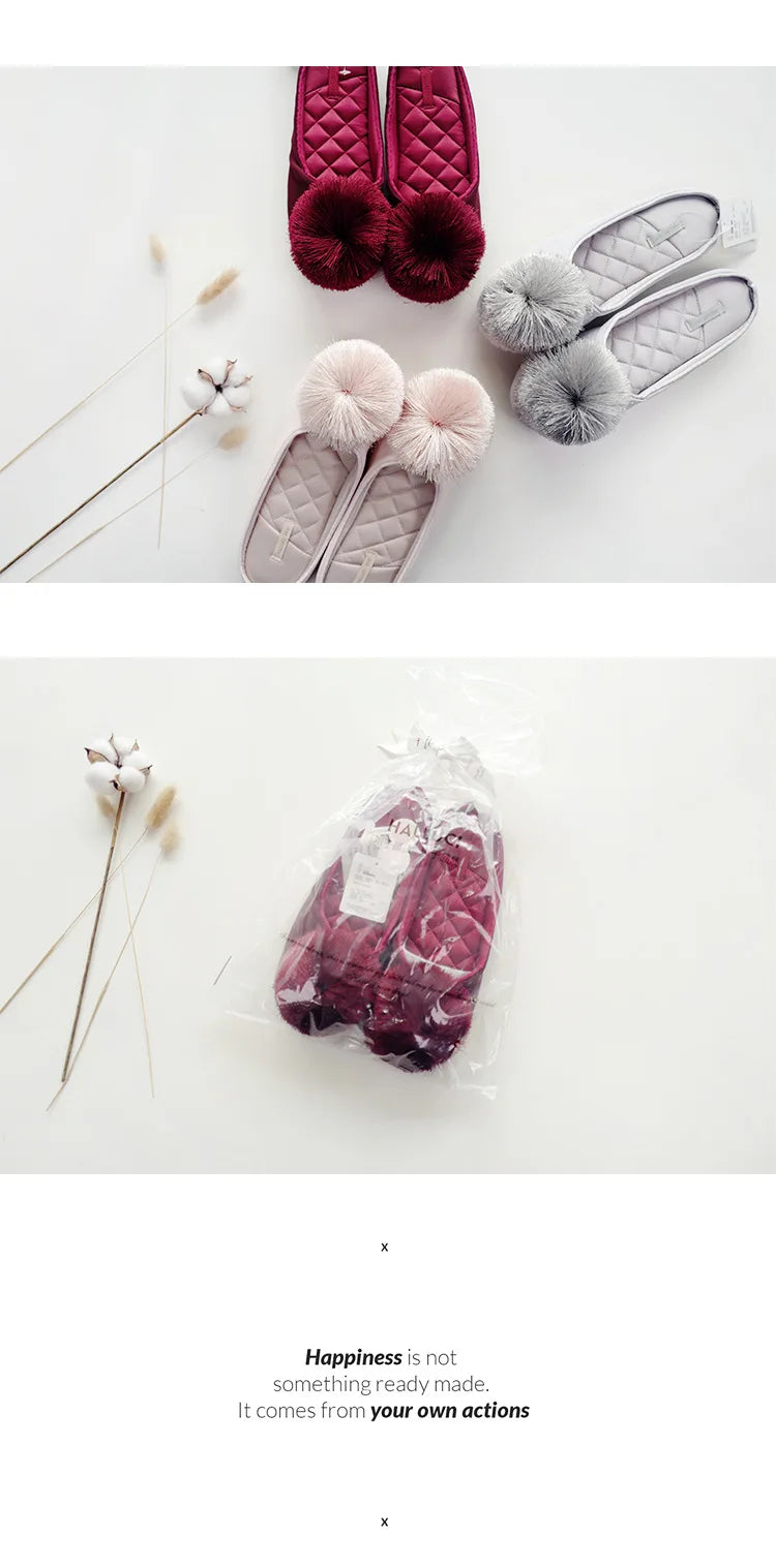 GKTINOO Autumn Winter Warm Women Home Slippers Soft Non-slip Indoor Shoes Cute House Slip On Flat Slides Ladies Fur Slippers