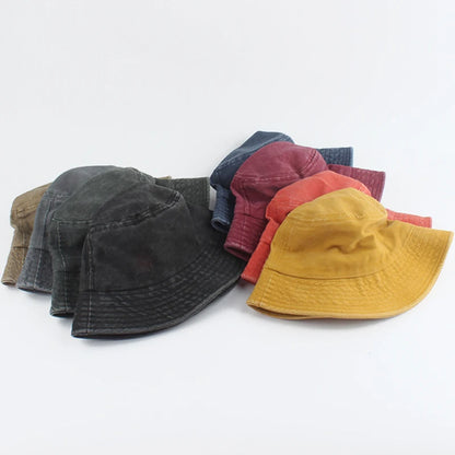 Washed Denim Bucket Hat Kids Wide Brim Cotton Fisherman Hat Girls Boys Summer Panama Sun Hat Outdoor Beach Fishing Cap