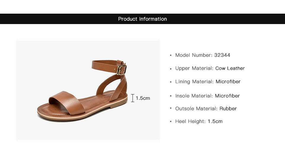 BeauToday Sandals Women Genuine Cow Leather Wraparound Ankle Strap Metal Buckle Female Outdoor Summer Flat Shoes Handmade 32344