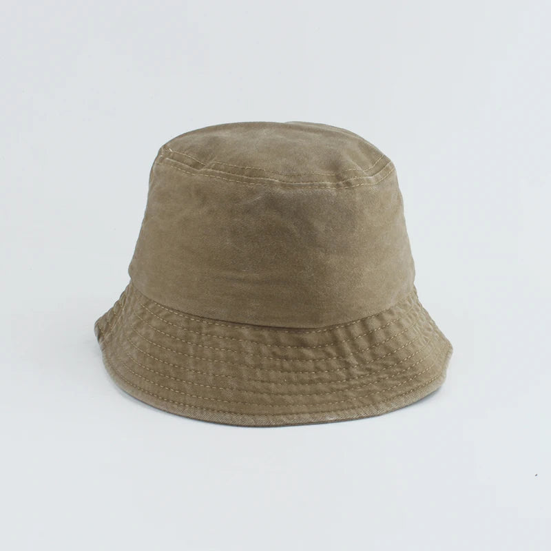 Washed Denim Bucket Hat Kids Wide Brim Cotton Fisherman Hat Girls Boys Summer Panama Sun Hat Outdoor Beach Fishing Cap