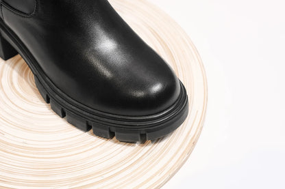 Krazing Pot Big Size Cow Leather Stretch Over-the-knee Boots Platform Round Toe High Heels Winter Women Warm Thigh High Boots