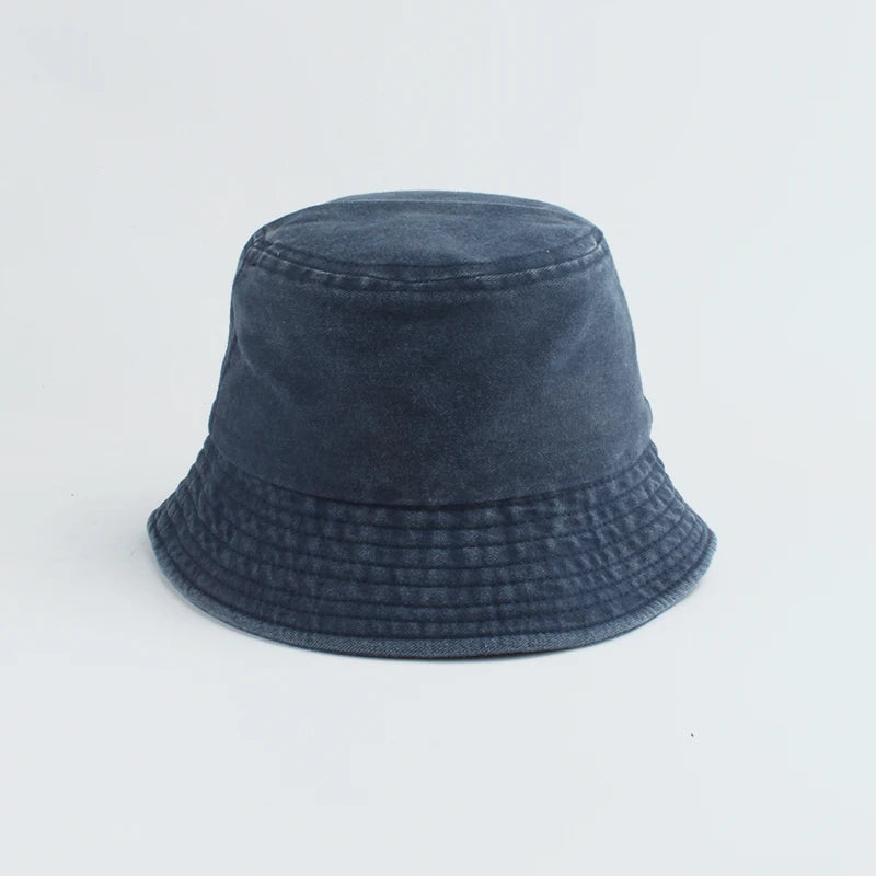 Washed Denim Bucket Hat Kids Wide Brim Cotton Fisherman Hat Girls Boys Summer Panama Sun Hat Outdoor Beach Fishing Cap