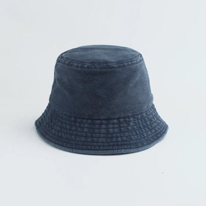 Washed Denim Bucket Hat Kids Wide Brim Cotton Fisherman Hat Girls Boys Summer Panama Sun Hat Outdoor Beach Fishing Cap