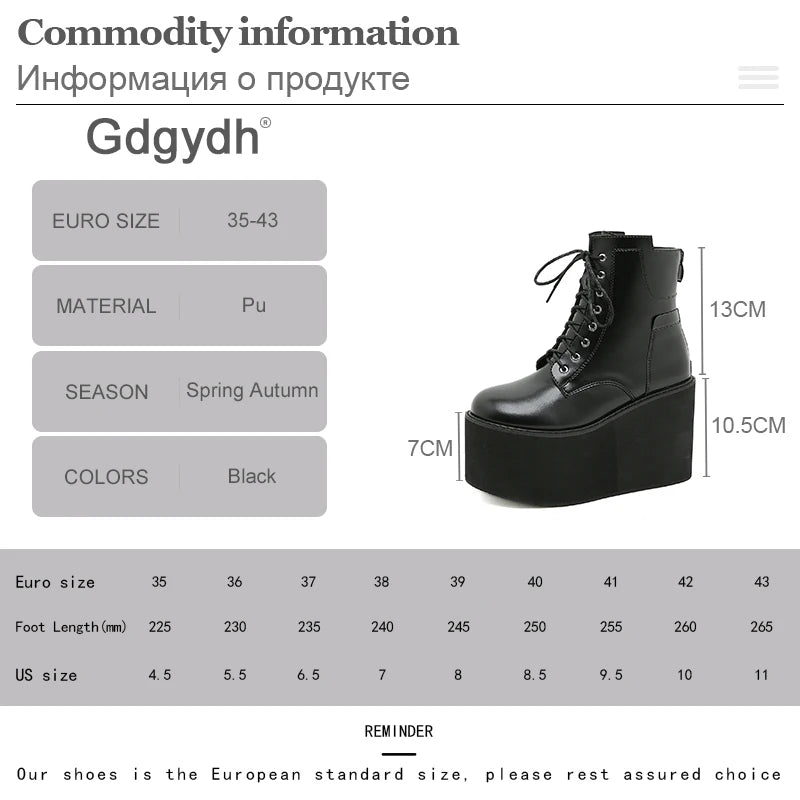 Gdgydh Big Size 43 Platform High Heels Cosplay Fashionable Autumn Ankle Boots Platform Women Wedges Heels Model Catwalk Shoes