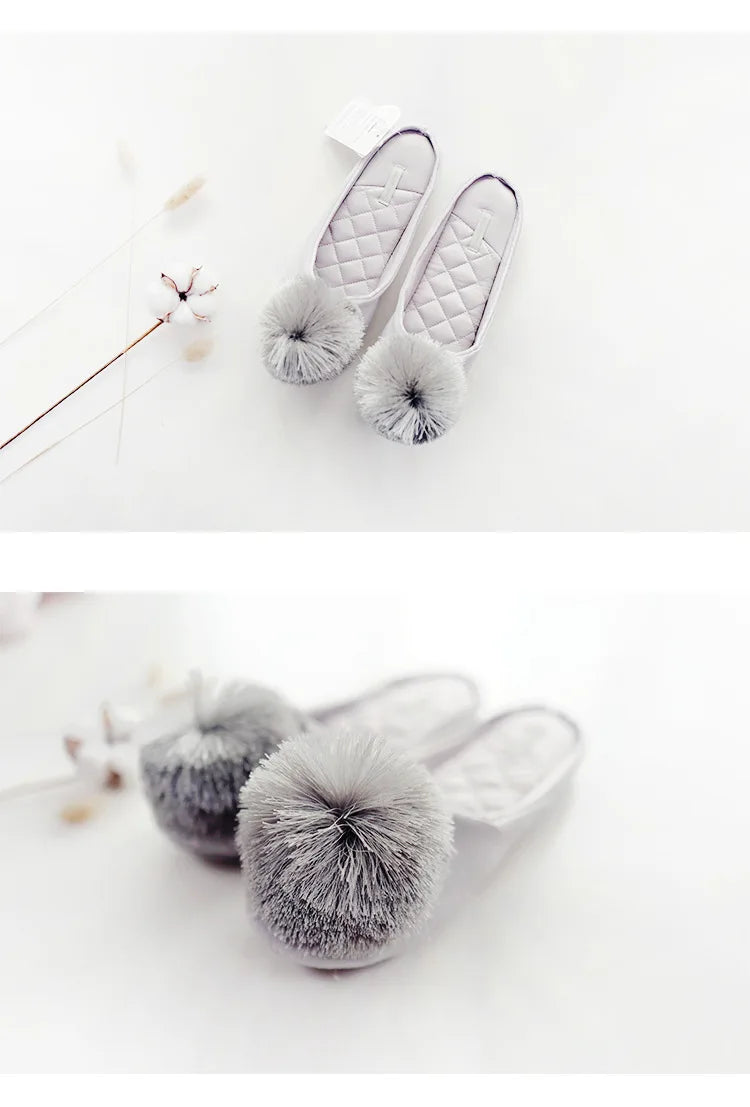 GKTINOO Autumn Winter Warm Women Home Slippers Soft Non-slip Indoor Shoes Cute House Slip On Flat Slides Ladies Fur Slippers
