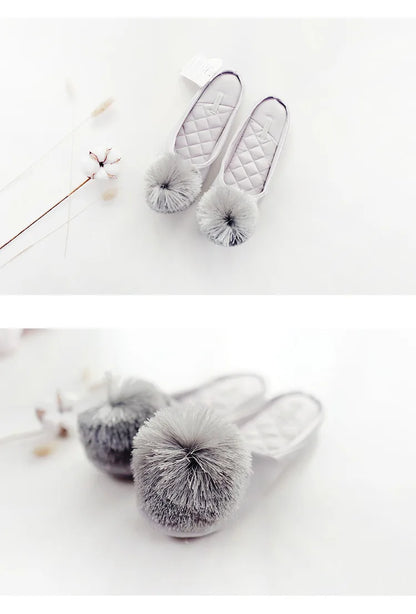 GKTINOO Autumn Winter Warm Women Home Slippers Soft Non-slip Indoor Shoes Cute House Slip On Flat Slides Ladies Fur Slippers