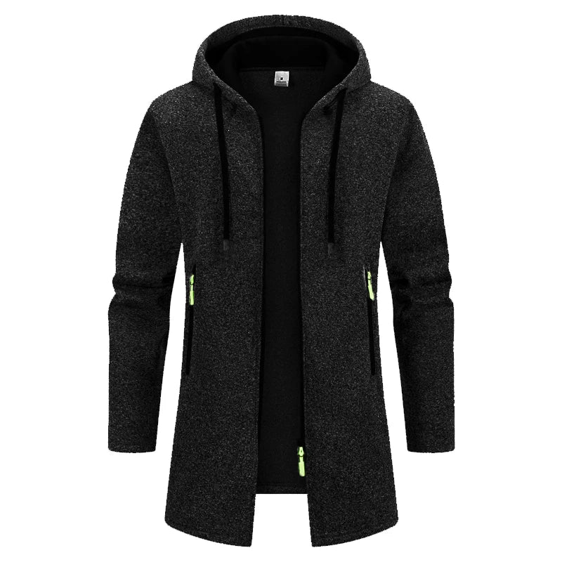 Autumn Men's Long Sweater Sweatshirts Casual Hooded Cardigans Men Outwear Liner Thicker Warm Hoodies Oversize Winter Top Jacket