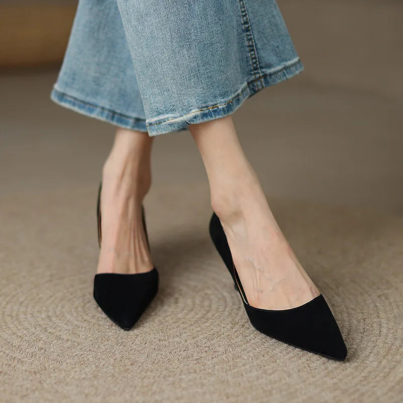 FEDONAS Basic Women Pumps Spring Summer Dress Office Ladies Pointed Toe Thin Heels Genuine Leather Shoes Woman Fashion Elegant