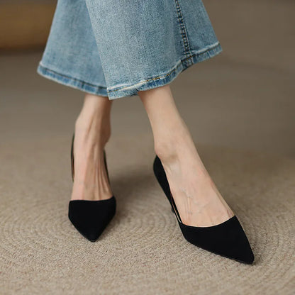 FEDONAS Basic Women Pumps Spring Summer Dress Office Ladies Pointed Toe Thin Heels Genuine Leather Shoes Woman Fashion Elegant