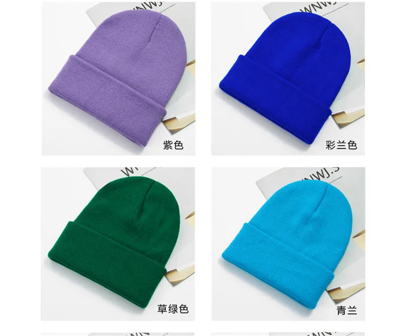 Acrylic Beanie Cap for Adult Winter Women Men Plain Skullies Beanie Hats Custom Logo Knitted Hats SKullies Skullcap
