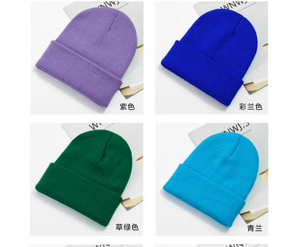 Acrylic Beanie Cap for Adult Winter Women Men Plain Skullies Beanie Hats Custom Logo Knitted Hats SKullies Skullcap