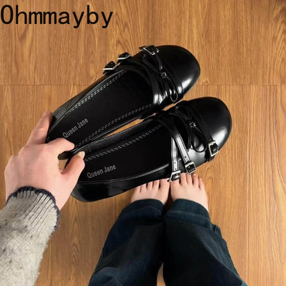 Silver Women Ballet Flats Comfortable Round Toe Shallow Shoes 2026 New Spring Autumn Vintage Ladies Dress Mary Jane Shoes