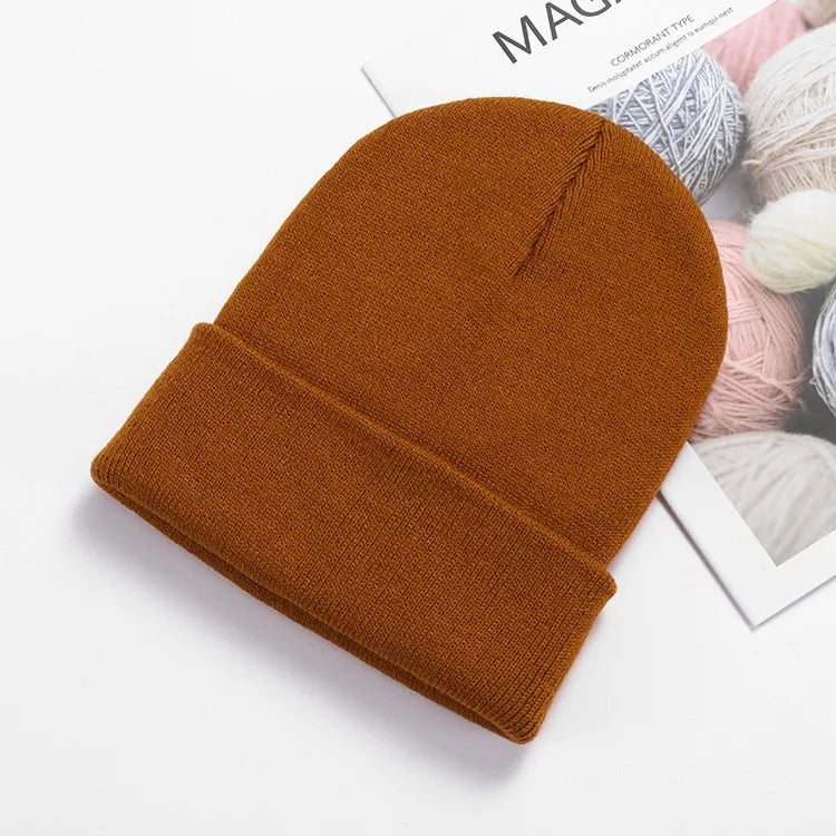 Acrylic Beanie Cap for Adult Winter Women Men Plain Skullies Beanie Hats Custom Logo Knitted Hats SKullies Skullcap