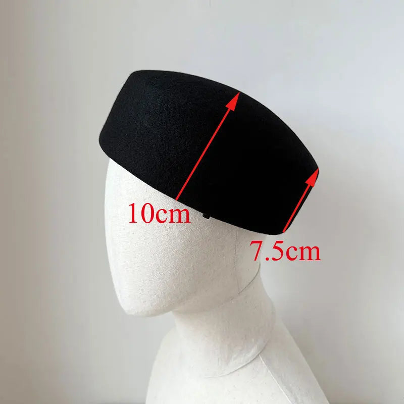 2025 Women's Hard Top Wool Beret Hat White Black Khaki Wool Felt Newsboy Hat Fashion Retro Fascinating Hostess Formal Designer