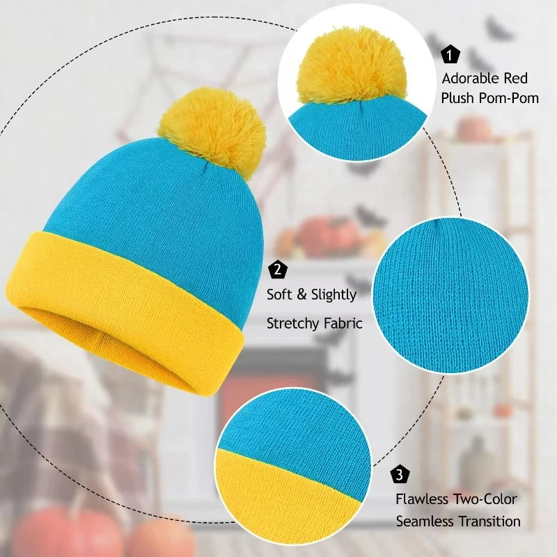 2pc Christmas Cosplay Funny Beanie Hat and Gloves,Unisex Winter Warm Classic Knitted Hat,Halloween,new Year Costume Accessories