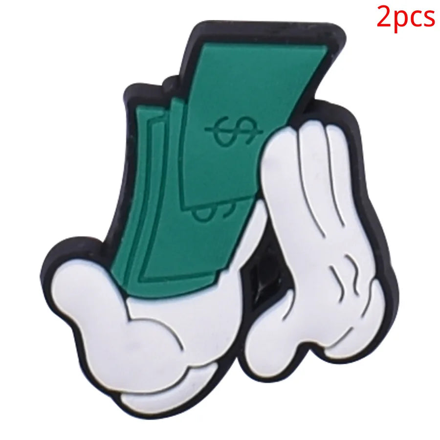 2pcs Lot Coin Money Shaped Character Shoe Buckles Charms Combination Designer for Women Accessories for Girls Adults Unisex Gift