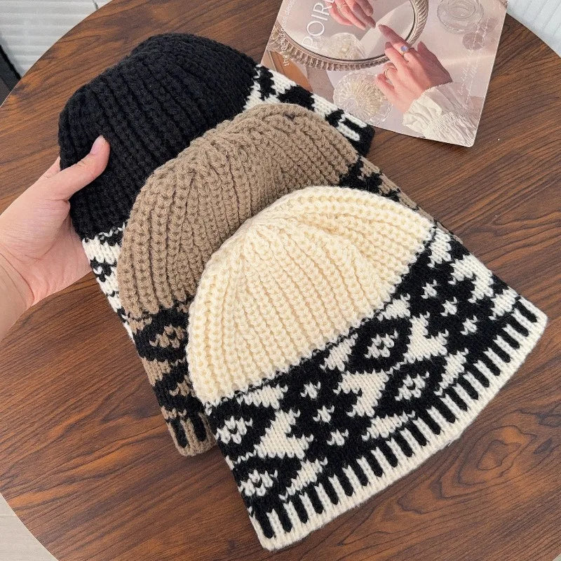 New Korean Windproof Fisherman Hat Coldproof Warm Knitted Beanie with Ear Protection Retro Style Autumn Winter Cap for Men Women