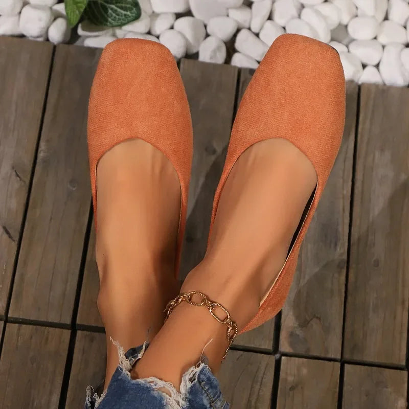 Women's Loafers 2025 New Elegant Ladies Causal Flat Shoes Square-toe Spring Autumn Shallow Women's Fashion Ballet Shoes Simple