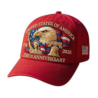 United States 250th Anniversary Cap Adjustable Washed Cotton Baseball Cap Vintage Tribute Eagle Printed Patriotic Trucker Hat