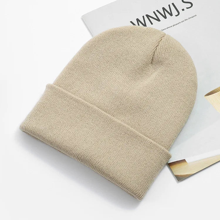 Acrylic Beanie Cap for Adult Winter Women Men Plain Skullies Beanie Hats Custom Logo Knitted Hats SKullies Skullcap