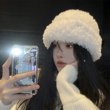 Autumn Winter Women's Hat 2022 New Simple Soft Beanie Thickening Knitted Cap Outdoor Warm Cold-Proof Bonnet Skull Beanie Hat