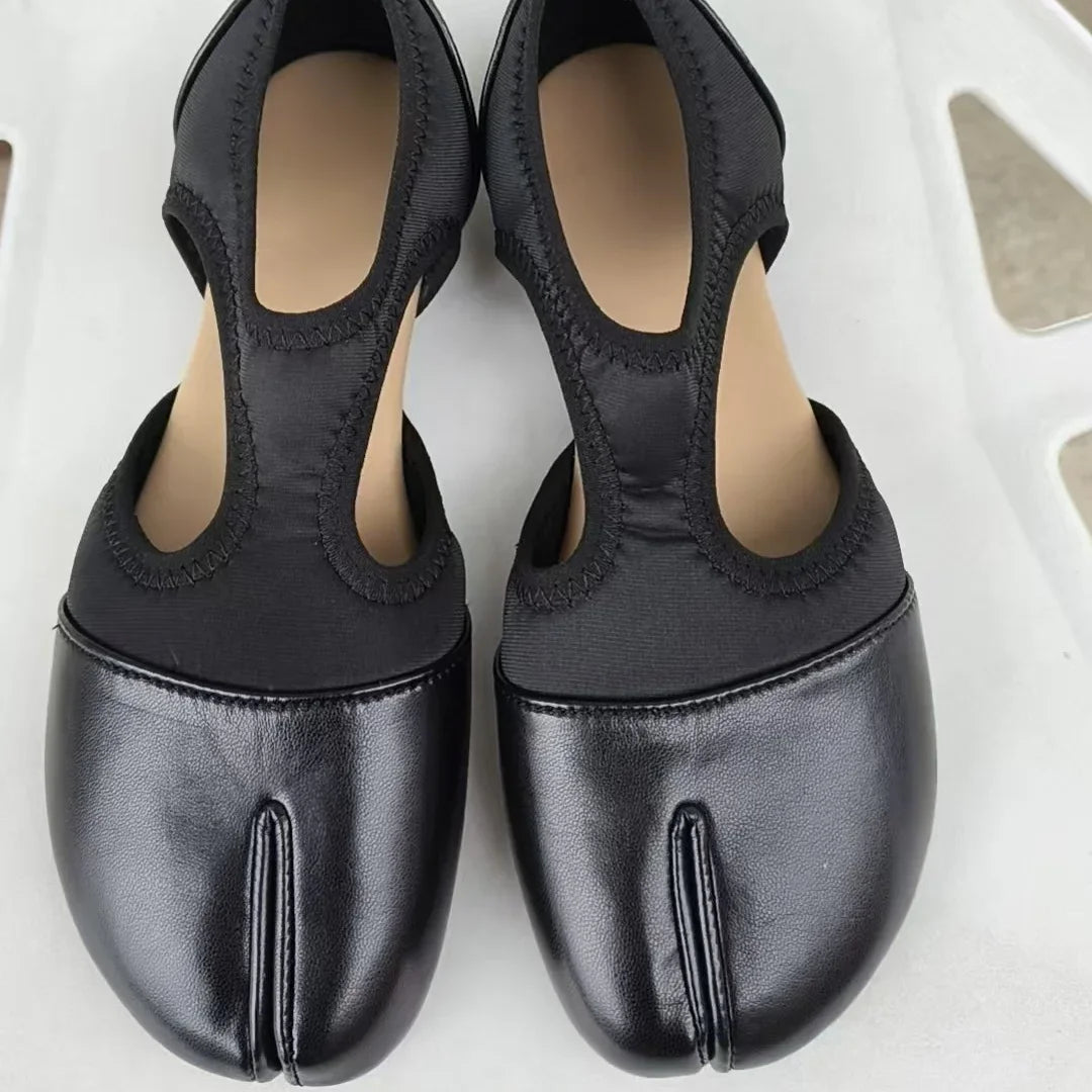 Fashion Soft Leather Split Toe Women Tabi Ballet Flats Spring Autumn Comfortable Walking Lazy Loafers Casual Girls Dance Shoes