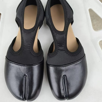 Fashion Soft Leather Split Toe Women Tabi Ballet Flats Spring Autumn Comfortable Walking Lazy Loafers Casual Girls Dance Shoes