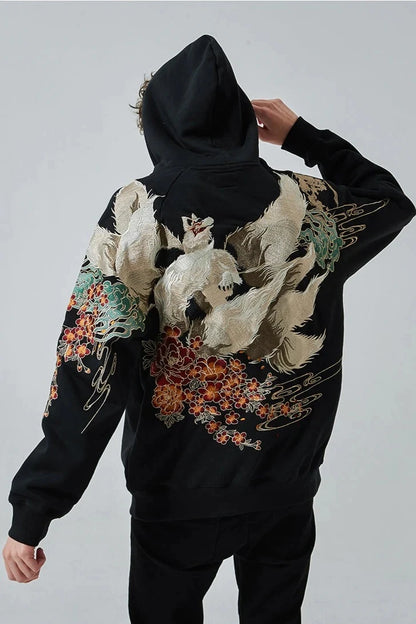 High Quality Embroidery Man Women Hoodies Harajuku 100% Cotton Hooded Sweatshirts Autumn Long Sleeve Black Pullover Loose Tops