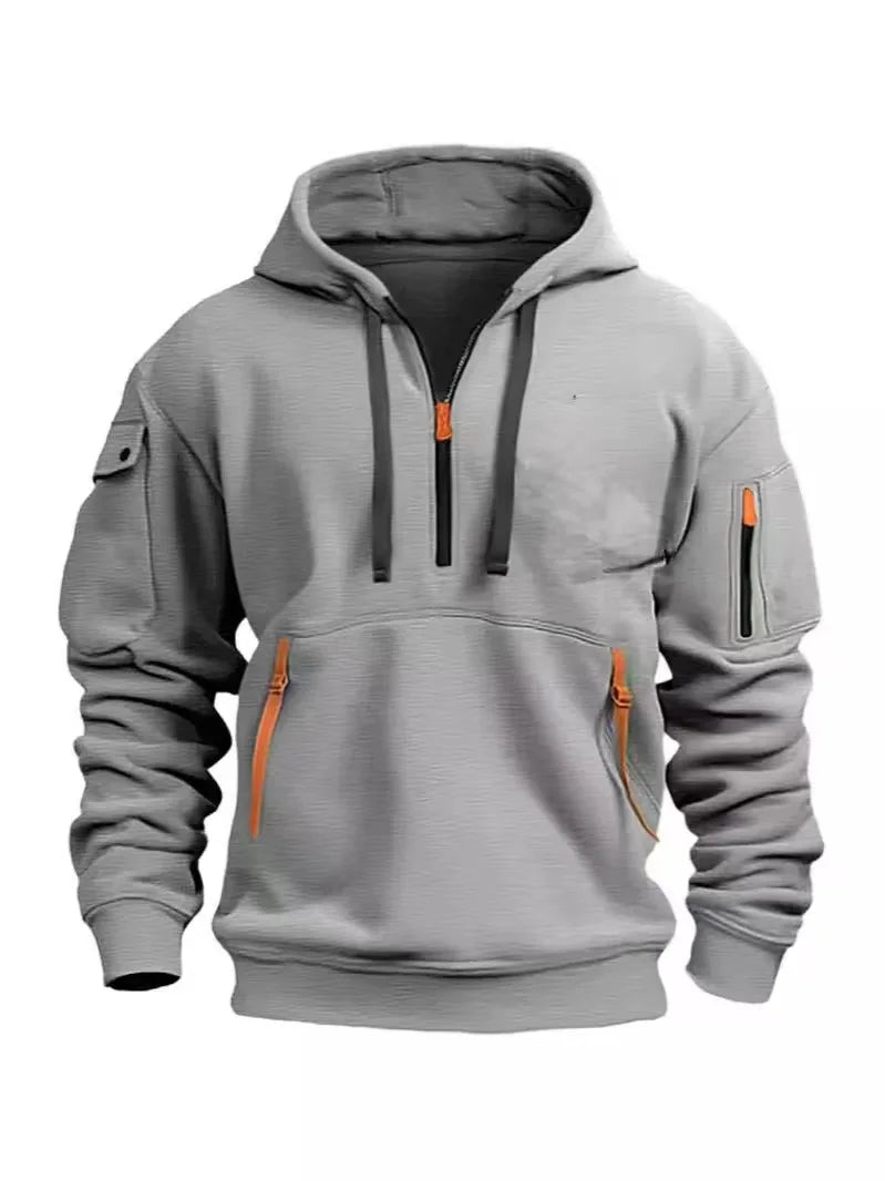 Men's Hoodies Aesthetic Fashion Multi-pocket Zipper Brand Streetwear Plus Size Loose Pullover Clothing Men Sweatshirts 2024 New