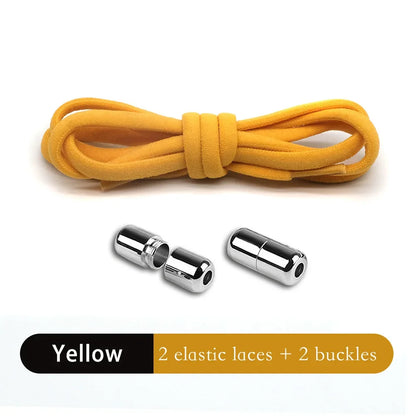 Leisure Sneakers Laces No Tie Shoelaces Elastic Quick Flat Shoelace Kids and Adult Lazy Laces Metal Lock Semicircle Shoelaces