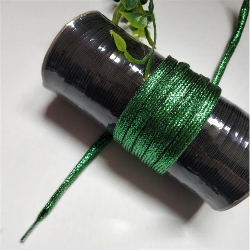 1 Pair Shiny Gold Silver Thread Shoelaces Glitter Flat Shoelaces Sparkly Bootlaces Colors Shimmering 110cm Shoe Laces Colored